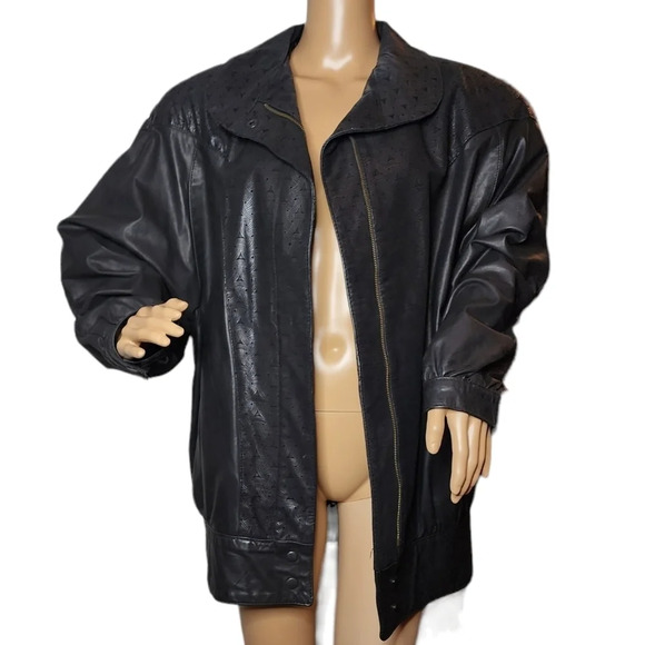 Gino Di Giorgio Leather Black Jacket. large. Vintage - Picture 5 of 16